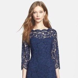 ELIZA J Lace Fit & Flare Dress 👗 Navy Blue